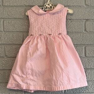 Vintage Koala Kids 24M Pink Sleeveless Girls Dress Peter Pan Collar Flowers